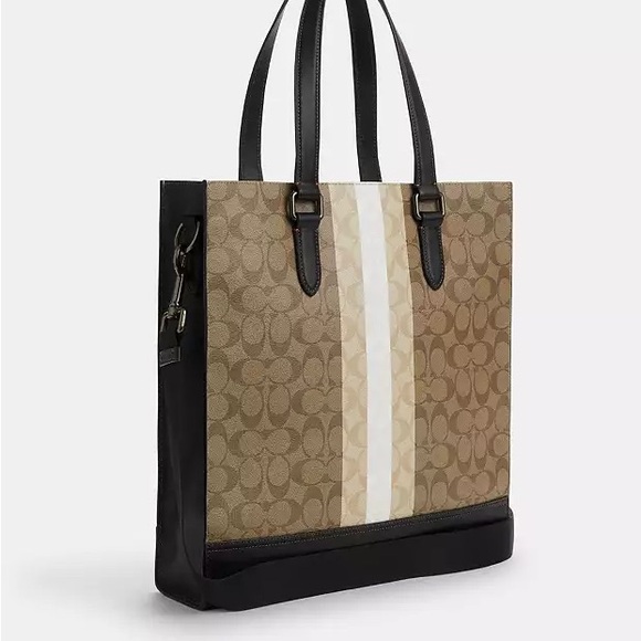 NWT！COACH GRAHAM STRUCTURED TOTE IN BLOCKED SIGNATURE CANVAS （COACH CQ037） - Picture 5 of 9